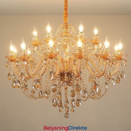 Europeisk Krystalllysekrone Luksuriøs Konjakkfarget Anhengslampe