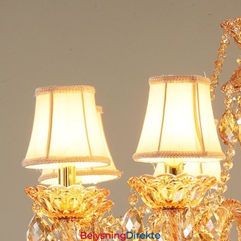 Europeisk Krystalllysekrone Luksuriøs Konjakkfarget Anhengslampe