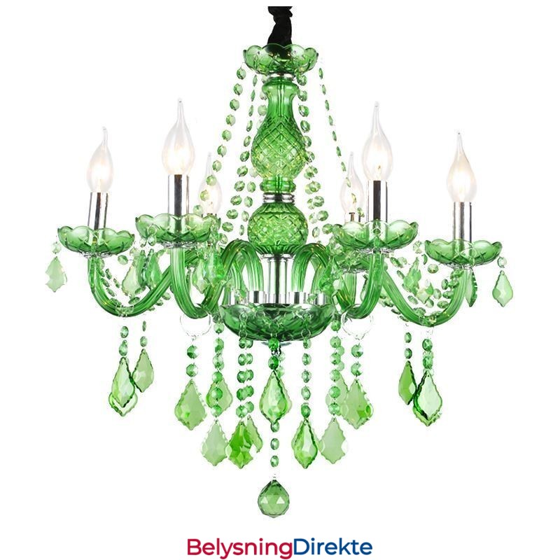 Unik Krystalllysekrone I Europeisk Stil Med Gressgrønn Anhengslampe