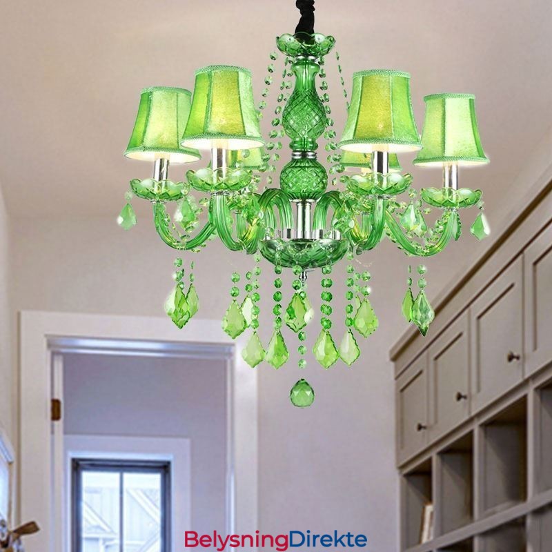 Unik Krystalllysekrone I Europeisk Stil Med Gressgrønn Anhengslampe