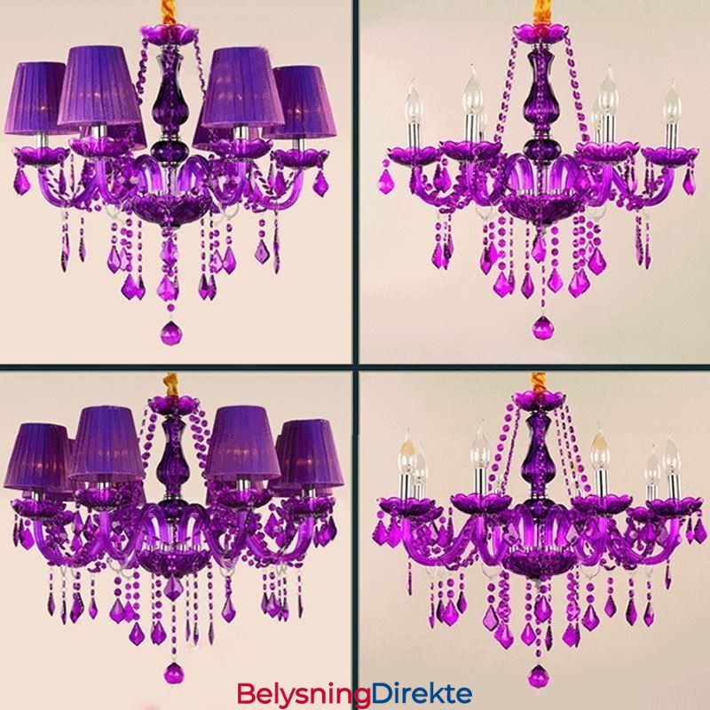 Elegant Krystalllysekrone I Europeisk Stil Lilla Anhengslampe