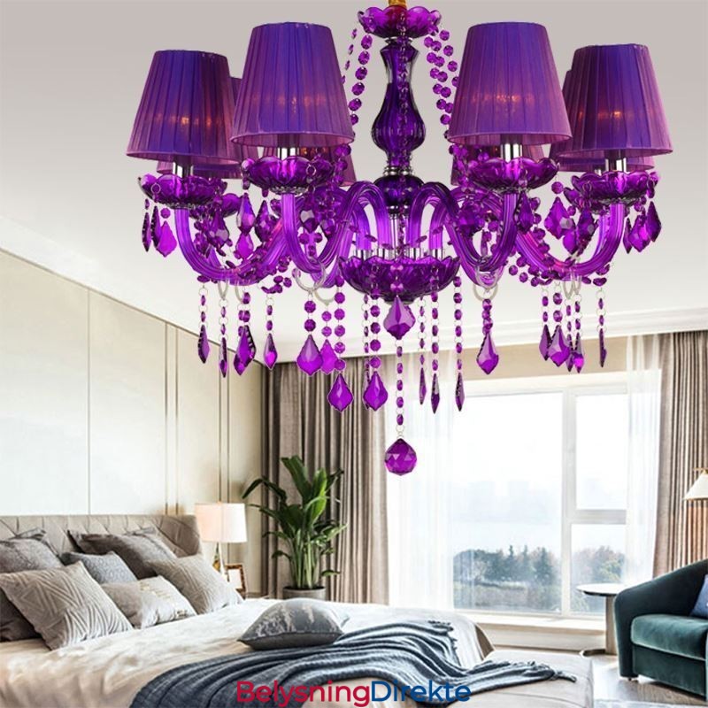 Elegant Krystalllysekrone I Europeisk Stil Lilla Anhengslampe