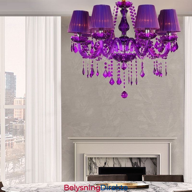 Elegant Krystalllysekrone I Europeisk Stil Lilla Anhengslampe