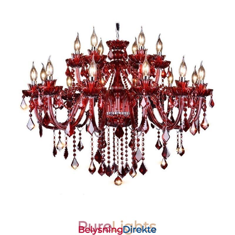 Europeisk Krystalllysekrone I Rød Farge Anhengslampe