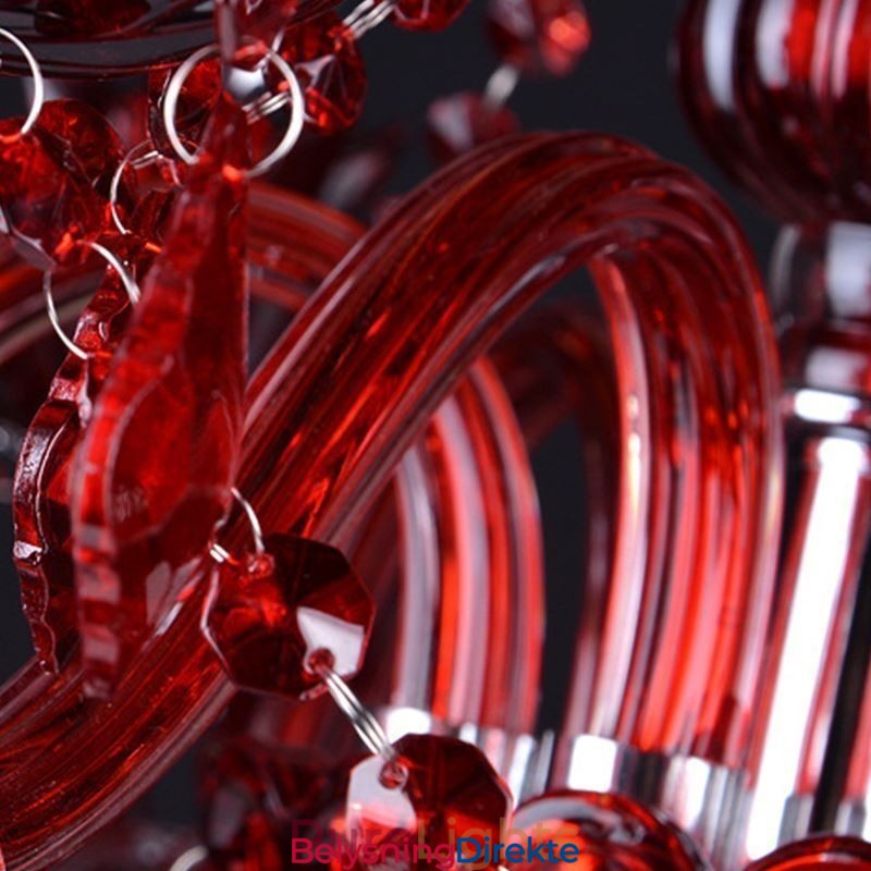 Europeisk Krystalllysekrone I Rød Farge Anhengslampe