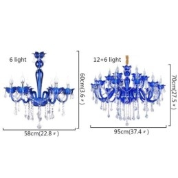 Krystalllysekrone I Europeisk Stil, Blå Krystallglass-Anhengslampe