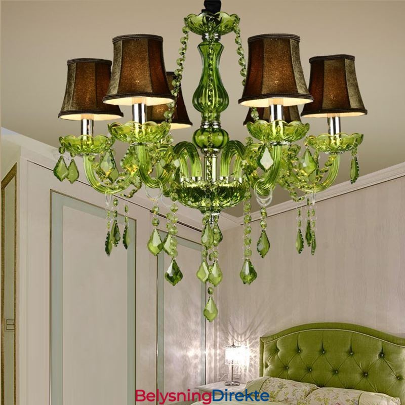 Krystalllysekrone I Europeisk Stil, Unik Grønn Anhengslampe