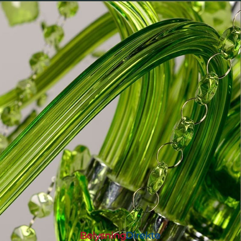 Krystalllysekrone I Europeisk Stil, Unik Grønn Anhengslampe