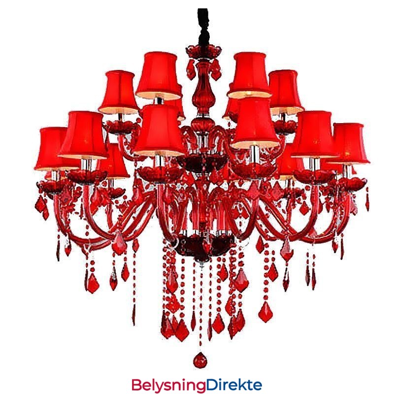 Krystalllysekrone Europeisk Rødfarget Pendellampe