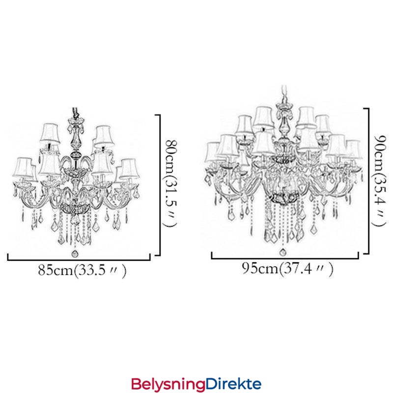 Krystalllysekrone Europeisk Rødfarget Pendellampe
