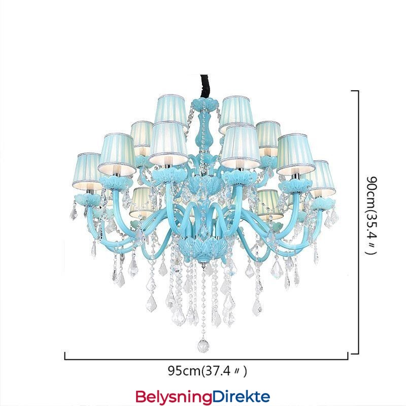 Stor Europeisk Krystalllysekrone I Blå Farge Anhengslampe