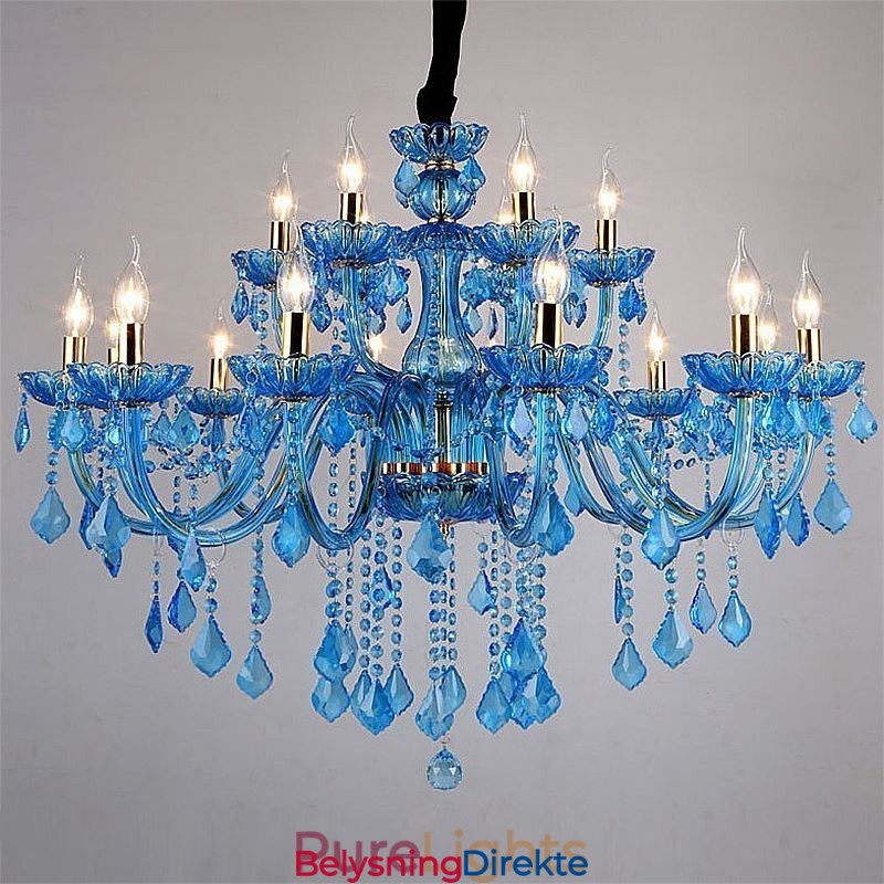 Elegant Krystalllysekrone Europeisk Blå Anhengslampe