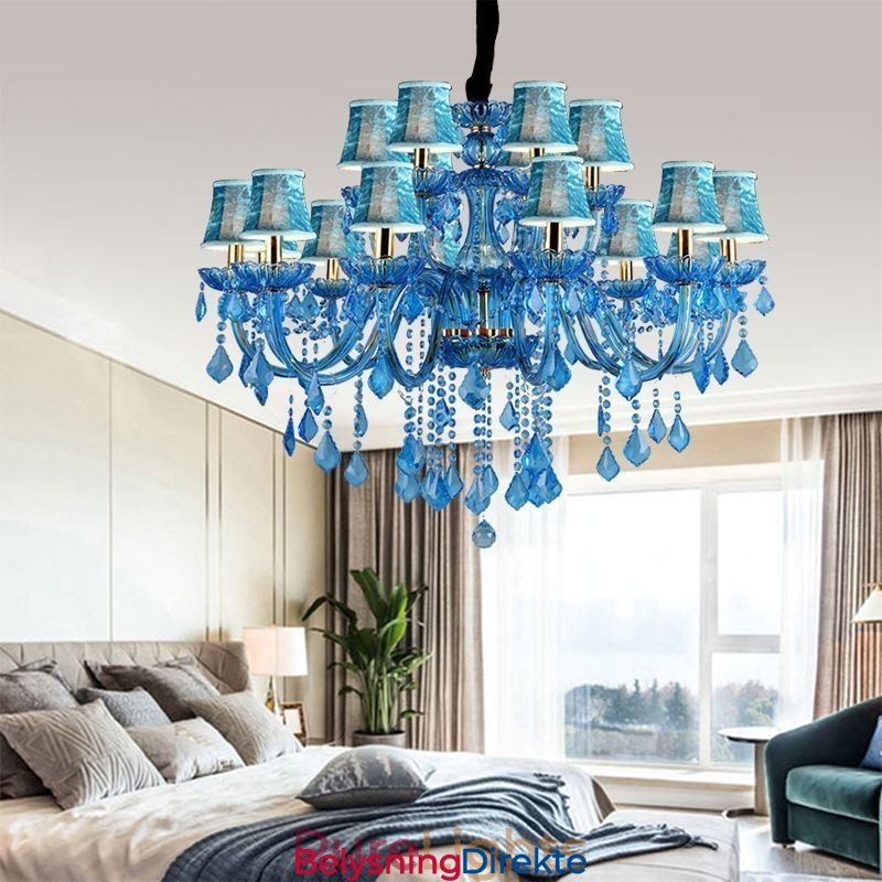 Elegant Krystalllysekrone Europeisk Blå Anhengslampe