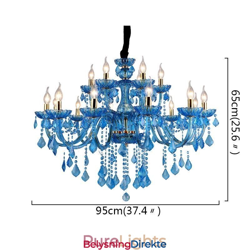 Elegant Krystalllysekrone Europeisk Blå Anhengslampe