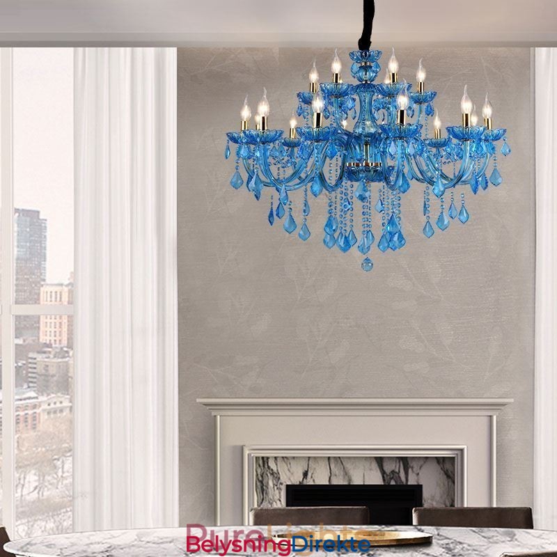 Elegant Krystalllysekrone Europeisk Blå Anhengslampe