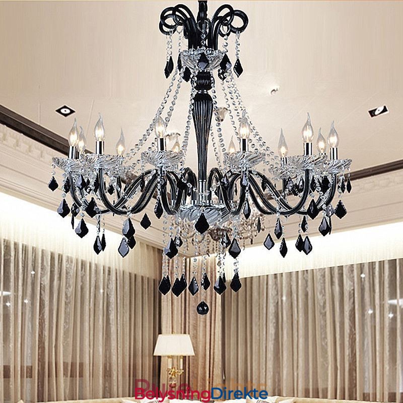 Retro Krystalllysekrone Europeisk Svart Pendellampe