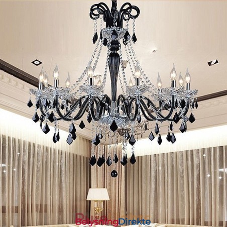 Retro Krystalllysekrone Europeisk Svart Pendellampe