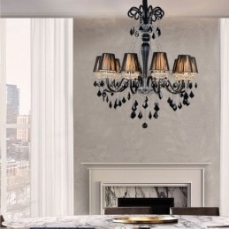 Retro Krystalllysekrone Europeisk Svart Pendellampe