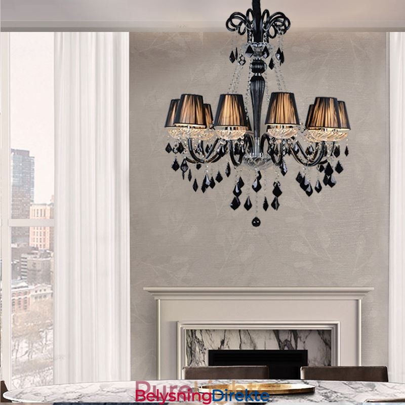 Retro Krystalllysekrone Europeisk Svart Pendellampe