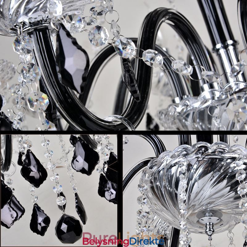Retro Krystalllysekrone Europeisk Svart Pendellampe