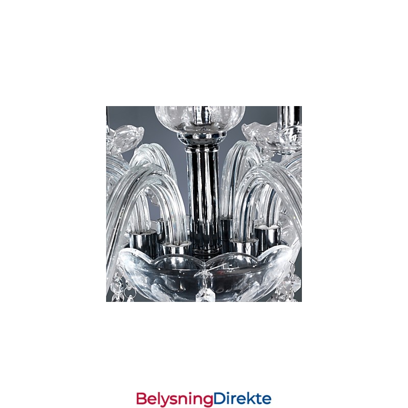 Elegant Krystalllysekrone Med 6 Lys