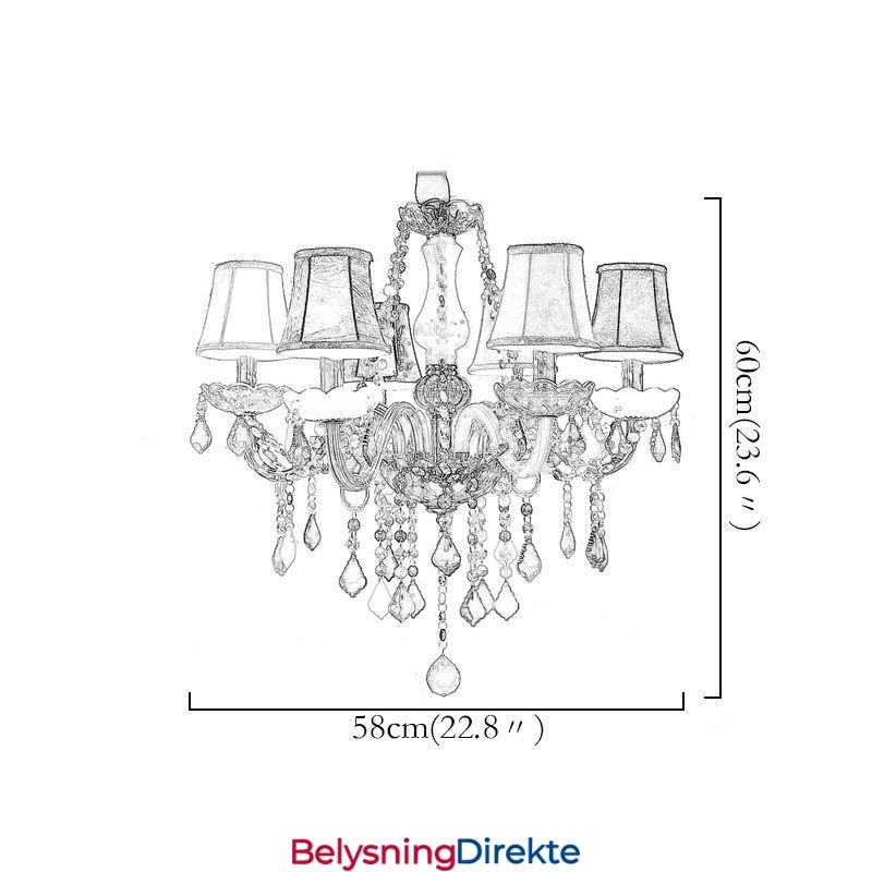 Stor Fargerik Krystalllysekrone Europeisk Pendellampe