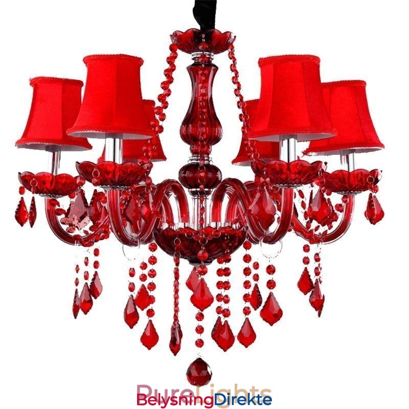 Luksuriøs Krystalllysekrone I Europeisk Rødfarget Anhengslampe