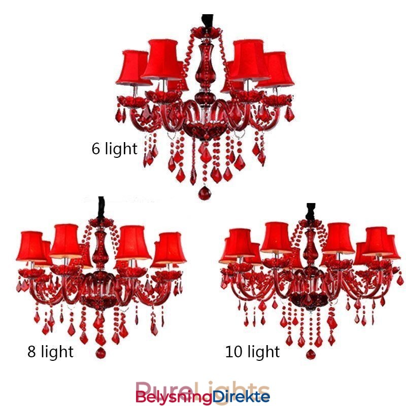 Luksuriøs Krystalllysekrone I Europeisk Rødfarget Anhengslampe