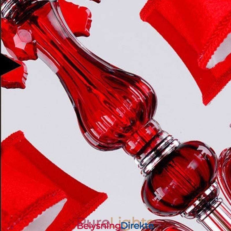 Luksuriøs Krystalllysekrone I Europeisk Rødfarget Anhengslampe