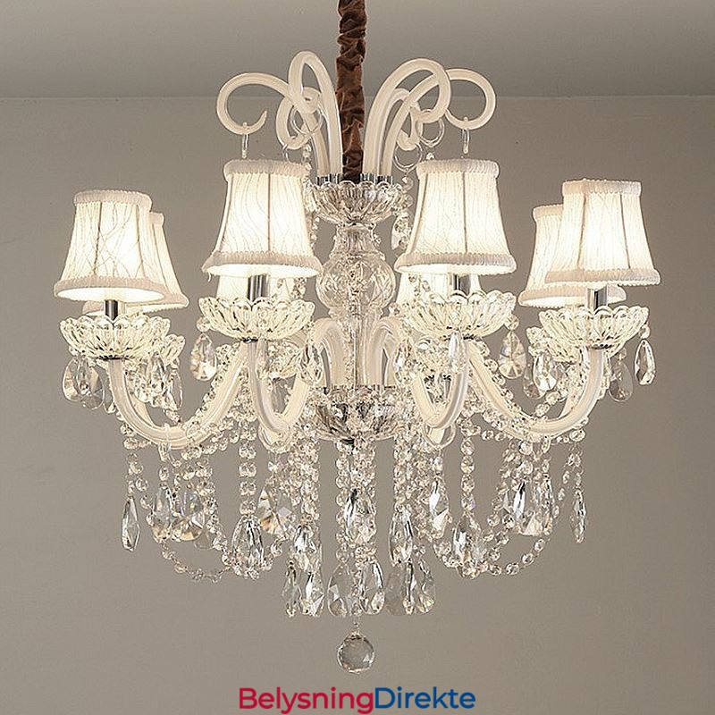 Elegant Krystalllysekrone I Europeisk Hvitfarget Pendellampe