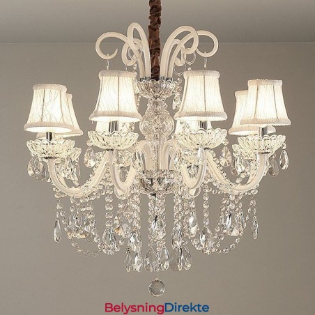 Elegant Krystalllysekrone I Europeisk Hvitfarget Pendellampe