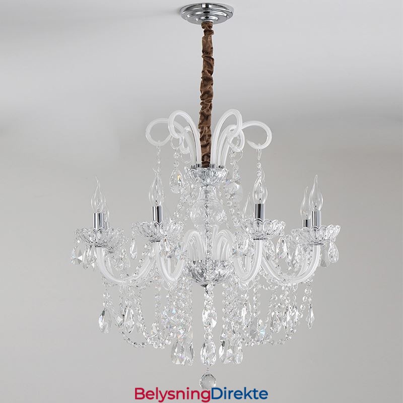 Elegant Krystalllysekrone I Europeisk Hvitfarget Pendellampe
