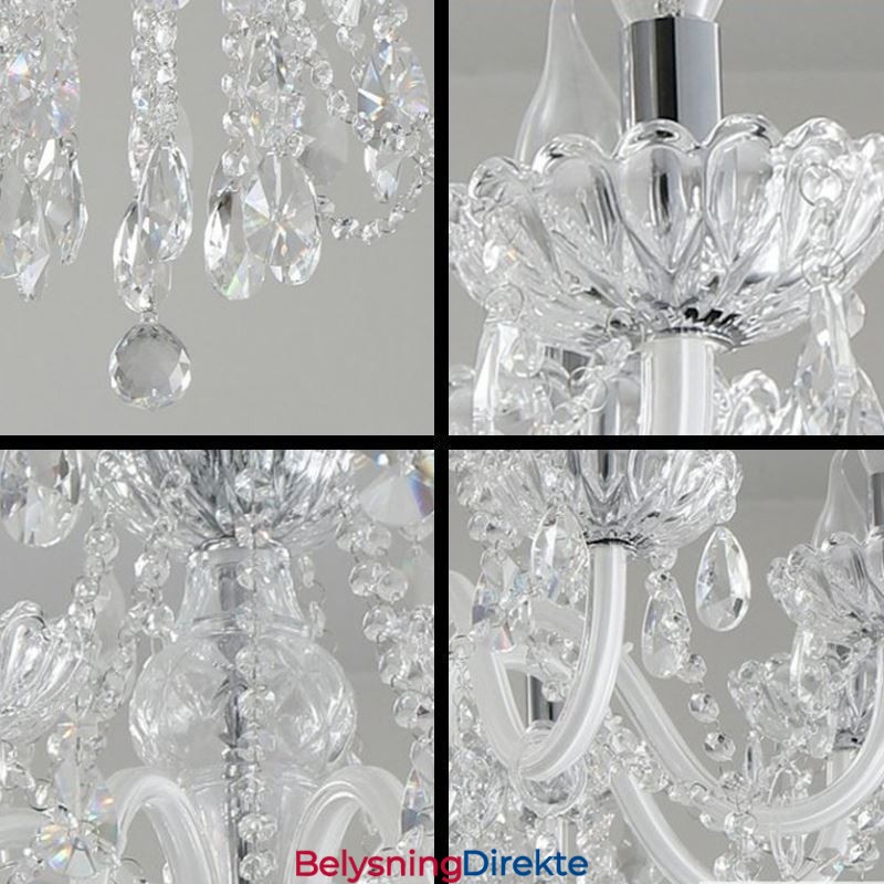 Elegant Krystalllysekrone I Europeisk Hvitfarget Pendellampe