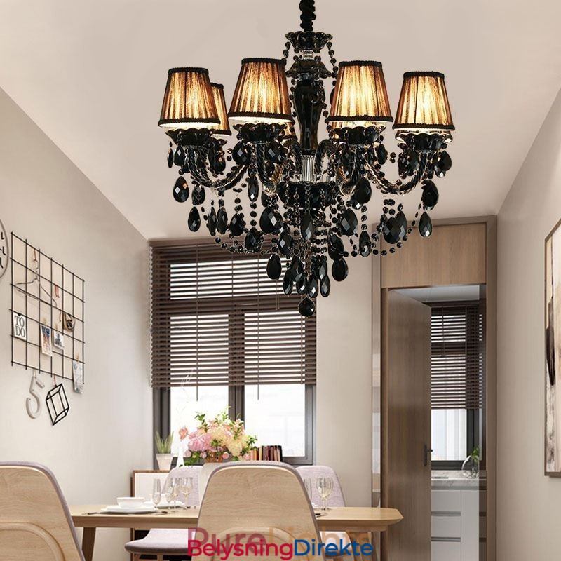Luksuriøs Krystalllysekrone Europeisk Svart 10 Lys