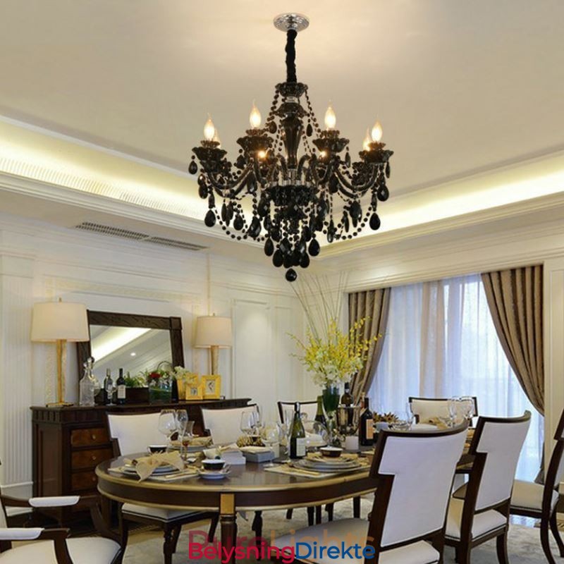 Luksuriøs Krystalllysekrone Europeisk Svart 10 Lys