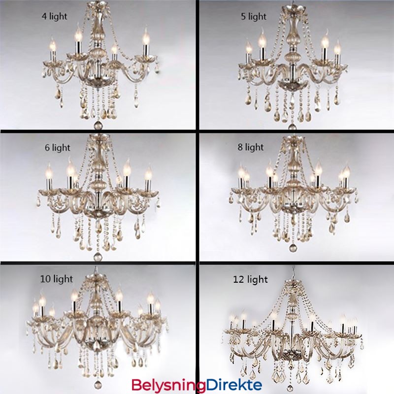 Krystalllysekrone I Europeisk Konjakkfarget Glassanhengslampe