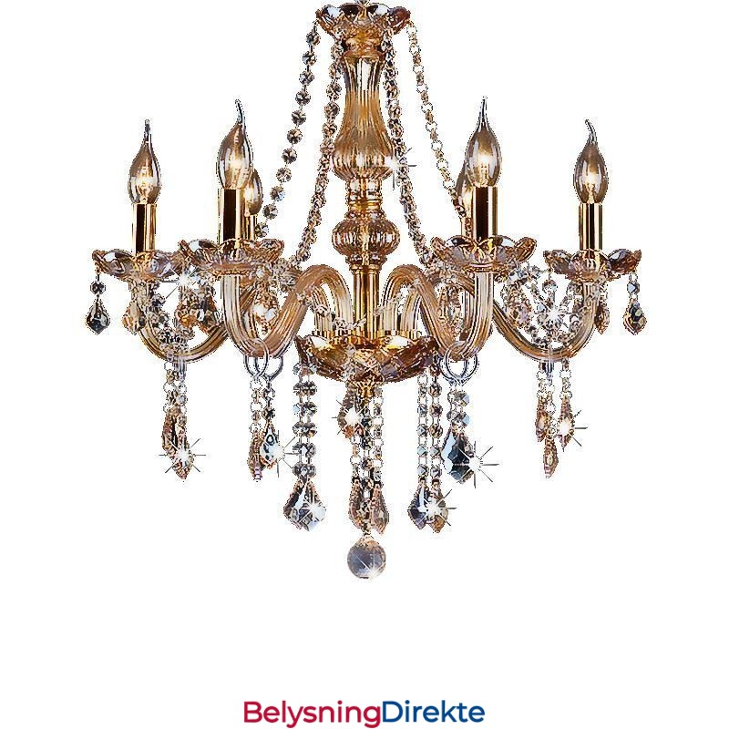 Europeisk Krystalllysekrone Luksuriøs Ravfarget Anhengslampe