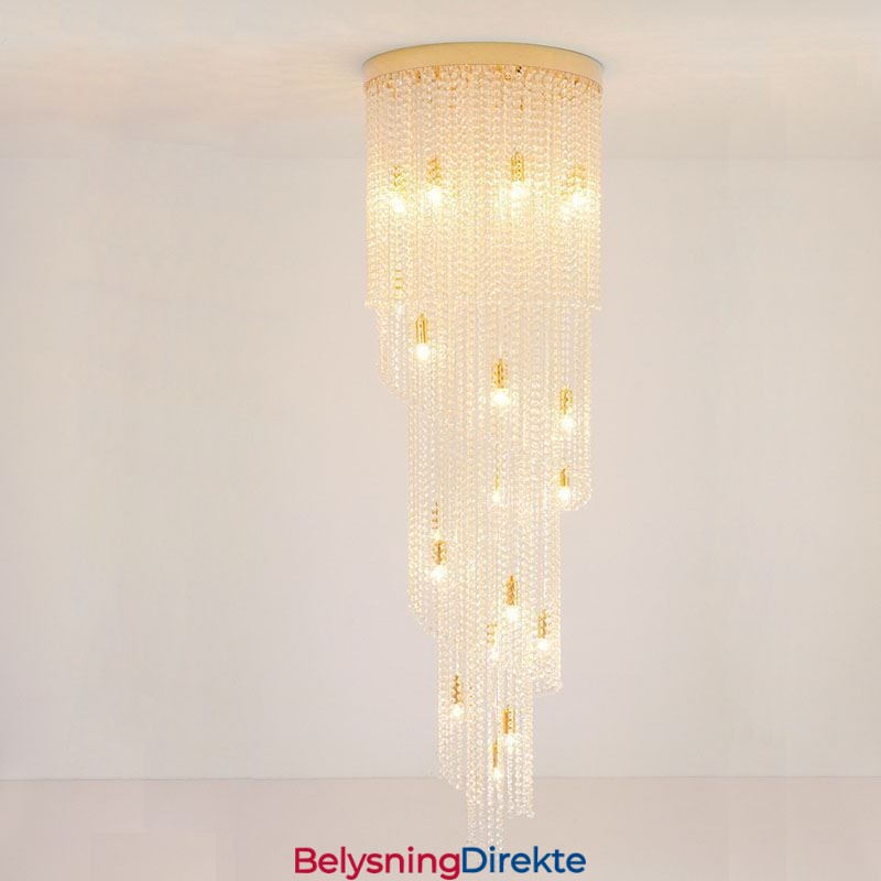 Moderne Krystalllysekrone Luksuriøs Trappetaklampe Med 19 Lys