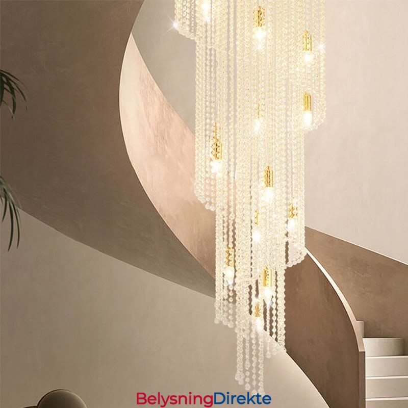 Moderne Krystalllysekrone Luksuriøs Trappetaklampe Med 19 Lys