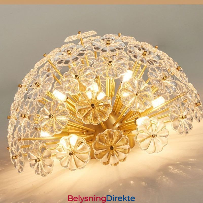 Halvsirkelformet Glass Innfelt Moderne Dekorativ Blomsterformet Taklampe