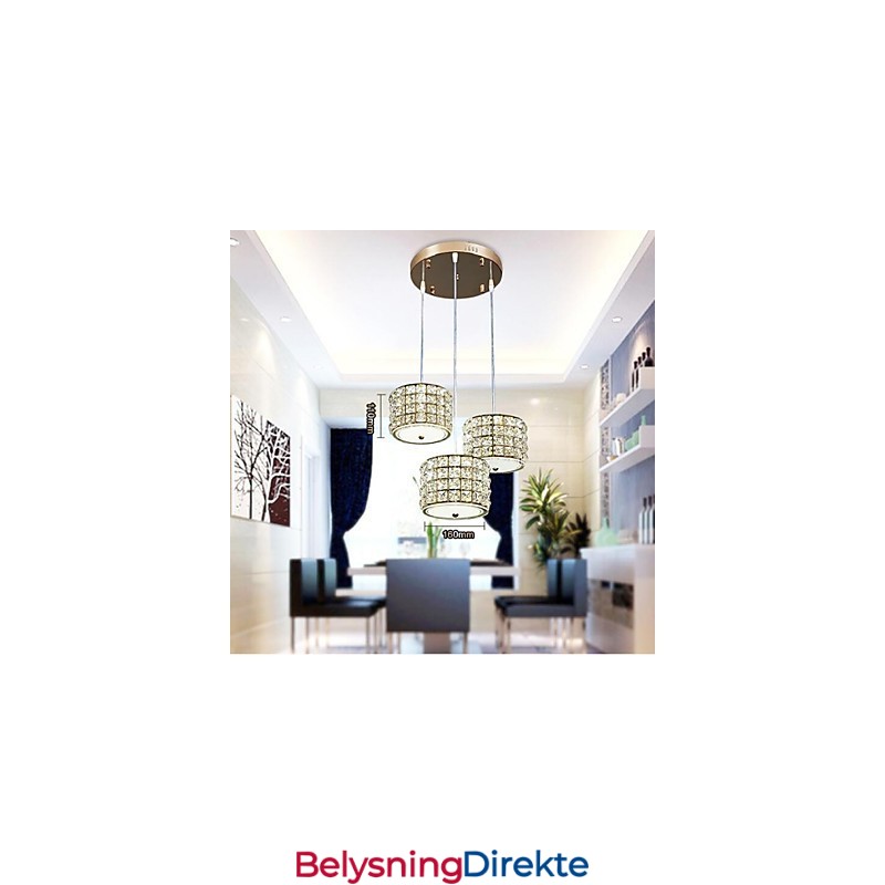 Enkel Krystall Pendellampe Med 3 Lys