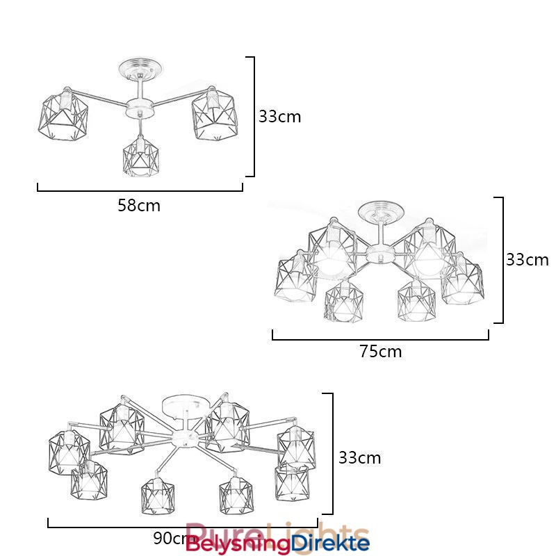 Moderne Fuglebur-Anhengslampe I Jern, Dekorativ Belysning