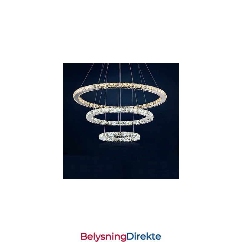 Pendellamper I Ravfarget Og Klar K9 Krystalllysekrone Med 3 Ringer