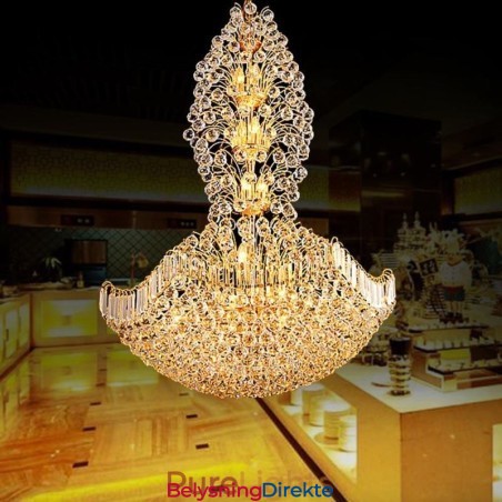 Europeisk Krystall Empire Lysekrone Stor Gullfarget Anhengslampe
