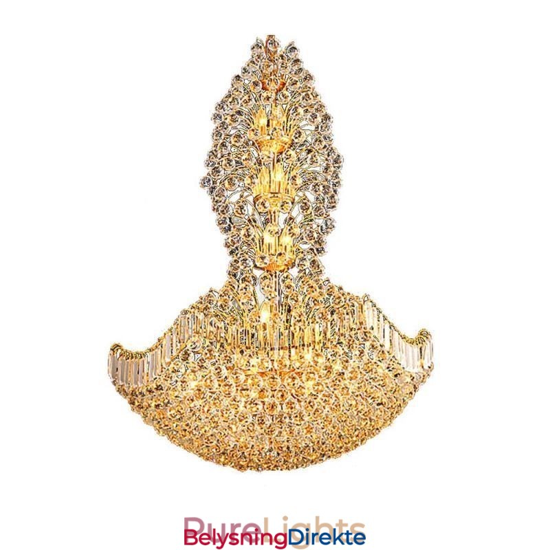 Europeisk Krystall Empire Lysekrone Stor Gullfarget Anhengslampe