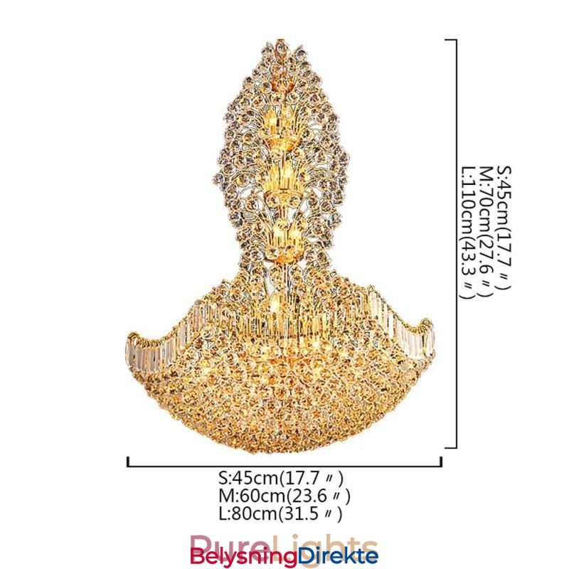 Europeisk Krystall Empire Lysekrone Stor Gullfarget Anhengslampe