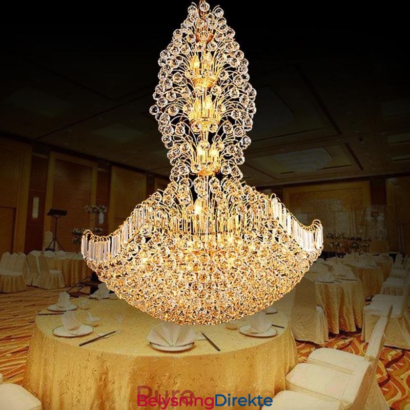 Europeisk Krystall Empire Lysekrone Stor Gullfarget Anhengslampe