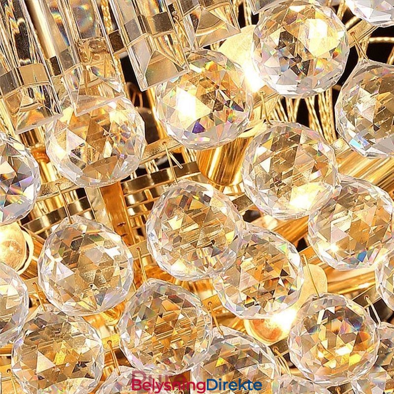 Europeisk Krystall Empire Lysekrone Stor Gullfarget Anhengslampe