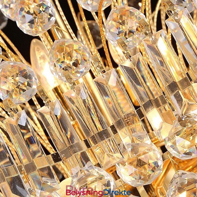 Europeisk Krystall Empire Lysekrone Stor Gullfarget Anhengslampe