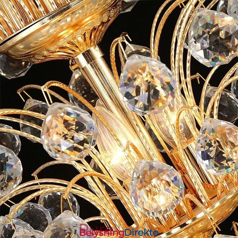 Europeisk Krystall Empire Lysekrone Stor Gullfarget Anhengslampe